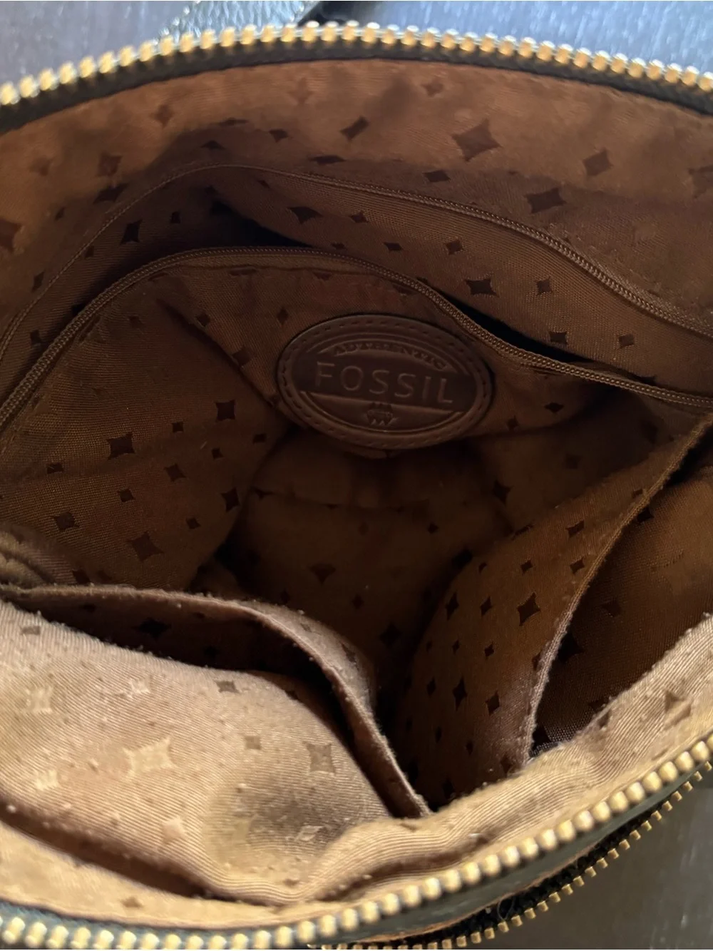 Fossil Blue/Black Leather Crossbody Bag